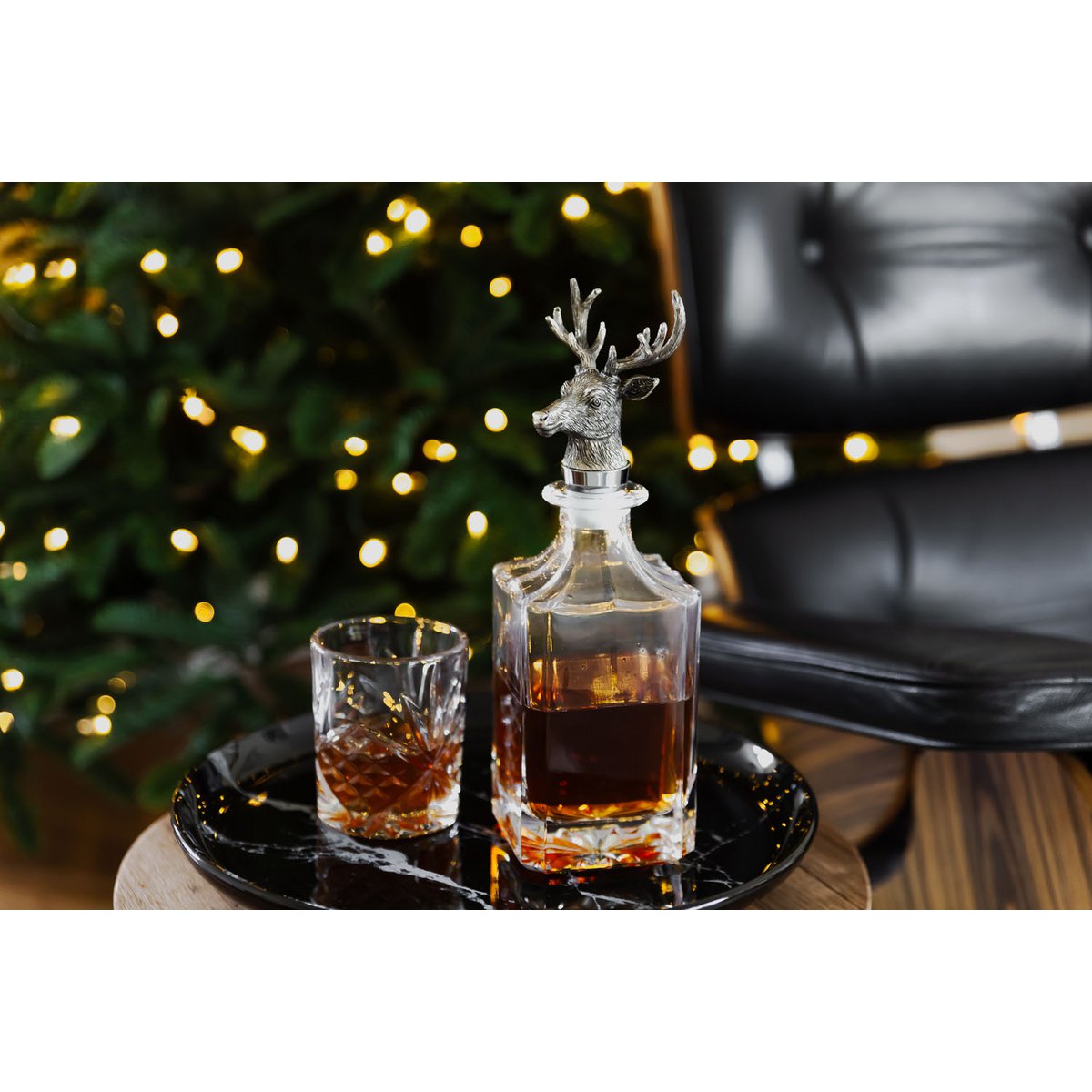 Glass carafe with stag cork stopper - 28 cm