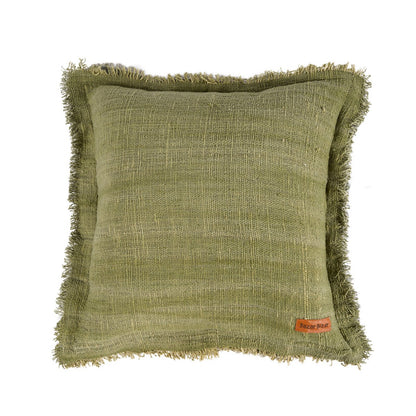 Cotton cushion cover with fringe, 50×50 cm - Green