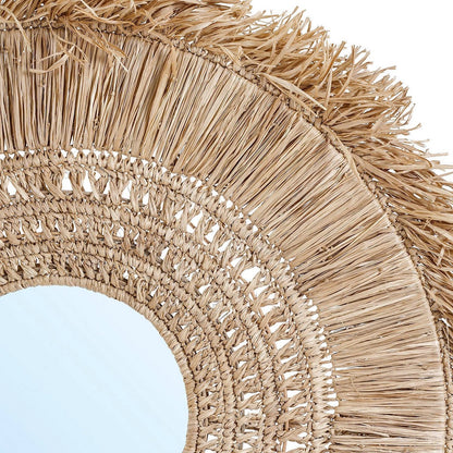 Raffia wall mirror large – natural