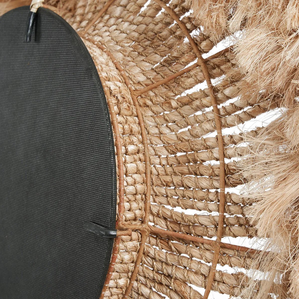 Grass mirror, abaca bowl-shaped, round, 85 cm - natural