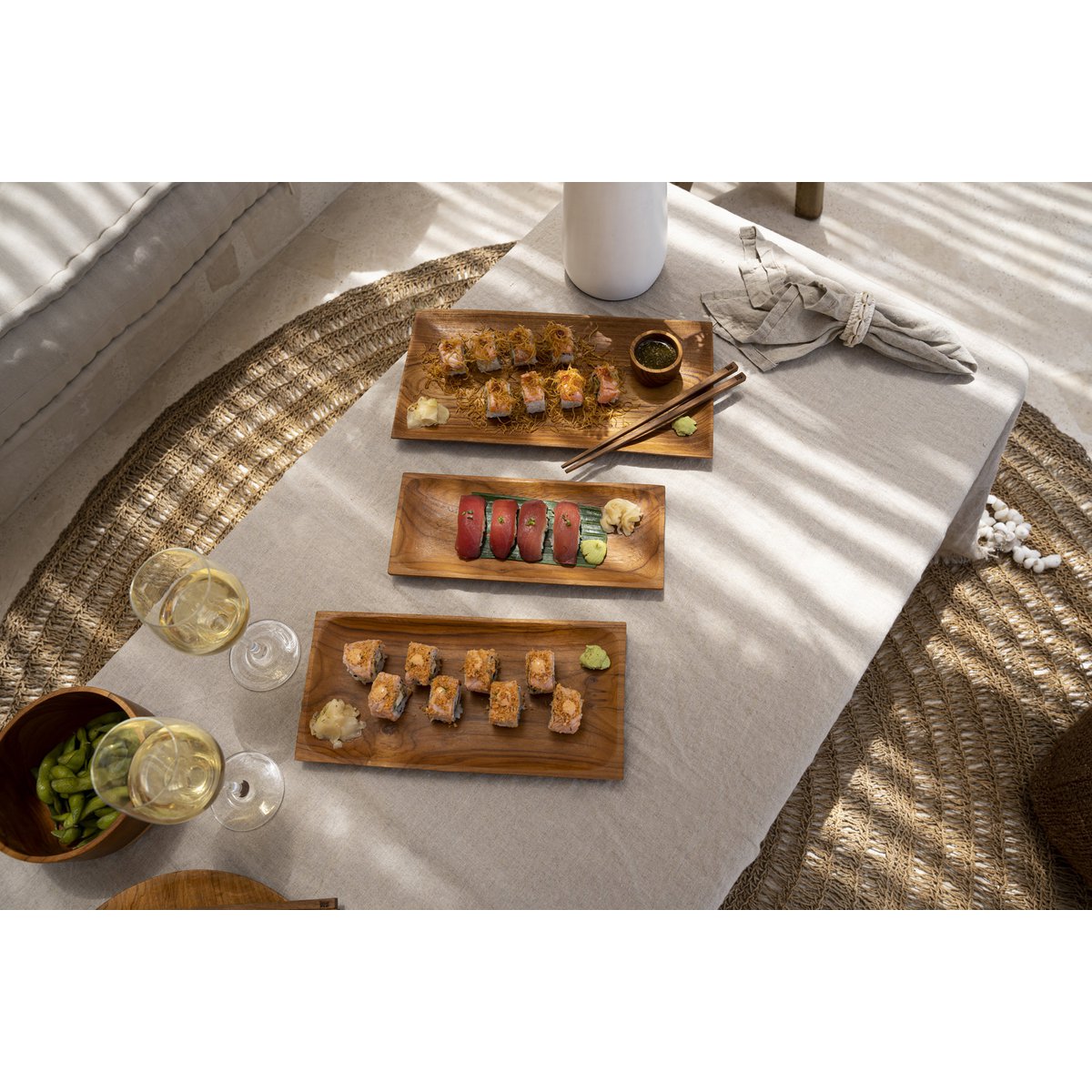 Tischdecke aus Leinen, beige, 150×150 cm