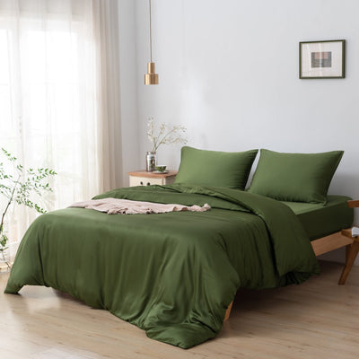 Bamboo duvet cover, 200×220 cm, Deep Moss – button closure