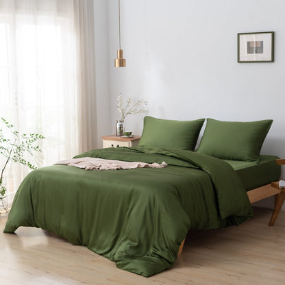 Bamboo duvet cover, 200×220 cm, Deep Moss – button closure