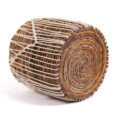 Makramee-Aufbewahrungskorb aus Baumwolle 20 × 20 cm – Naturweiß, zylindrisch
