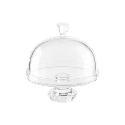 Glass cake dome with diamond-cut detail 30cm