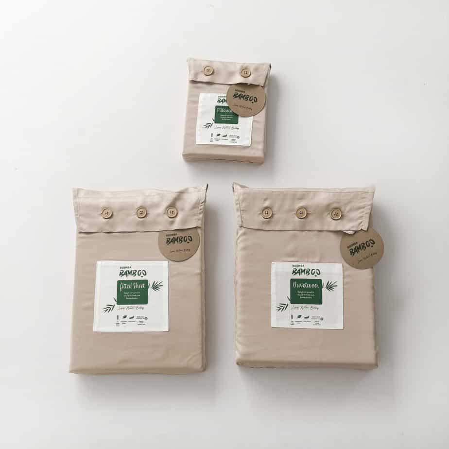 Bamboo duvet cover 140×220 cm, soft taupe with buttons