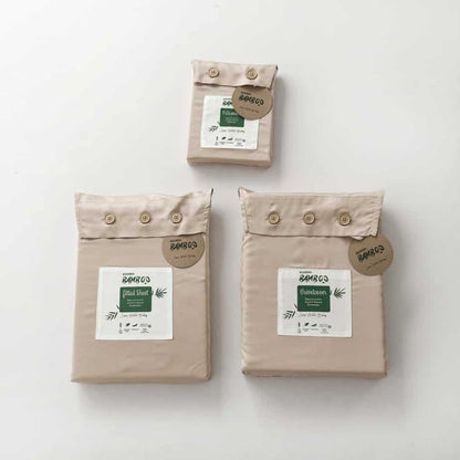 Bamboo duvet cover 140×220 cm, soft taupe with buttons