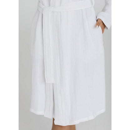Cotton bamboo muslin bathrobe - white (S)