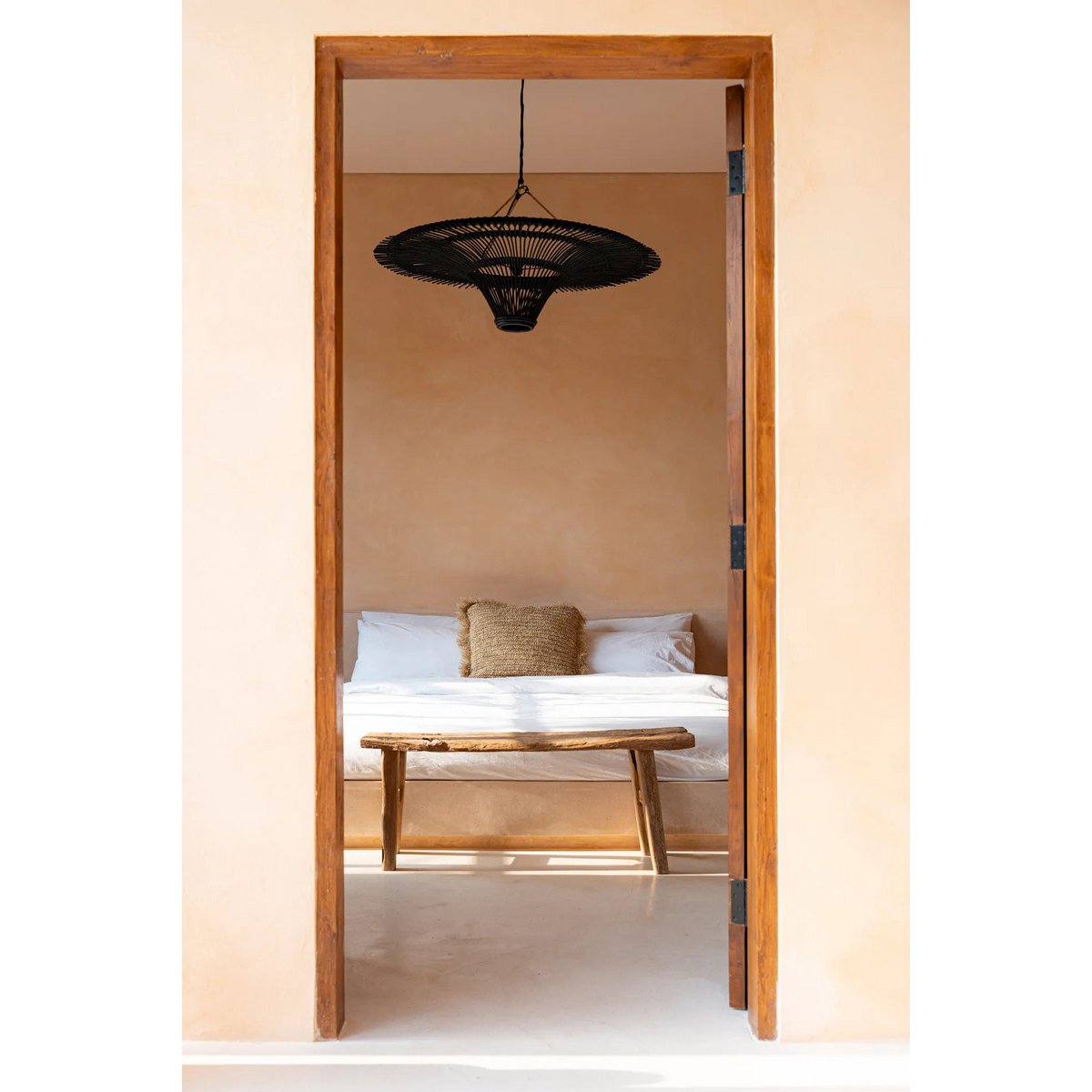 Deckenleuchte Black Rattan Sky XL - offen gewebter Schirm