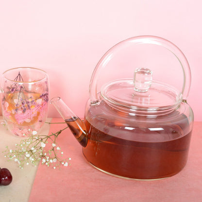 Glass teapot square form 2 litre 13×24×21.5 cm