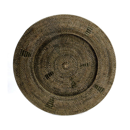 Rattan wall plate, brown, 80 cm - handwoven statement