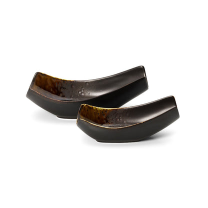 Ceramic serving bowl 16.5 cm - warm brown glaze