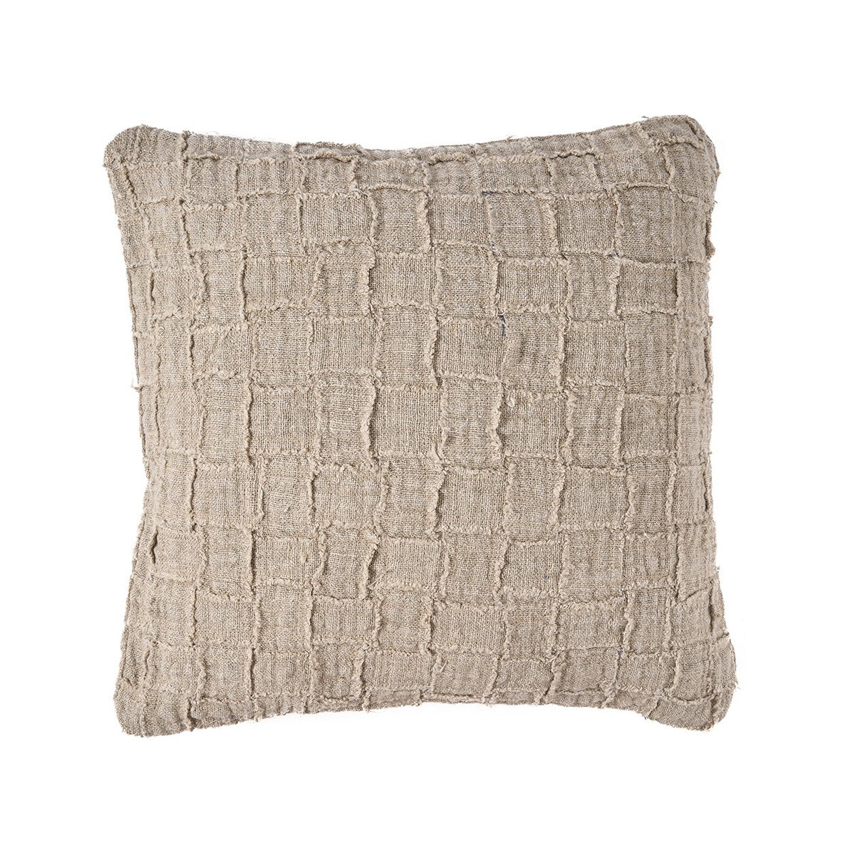 Pudebetræk i hør Damier 50×50 cm - natur