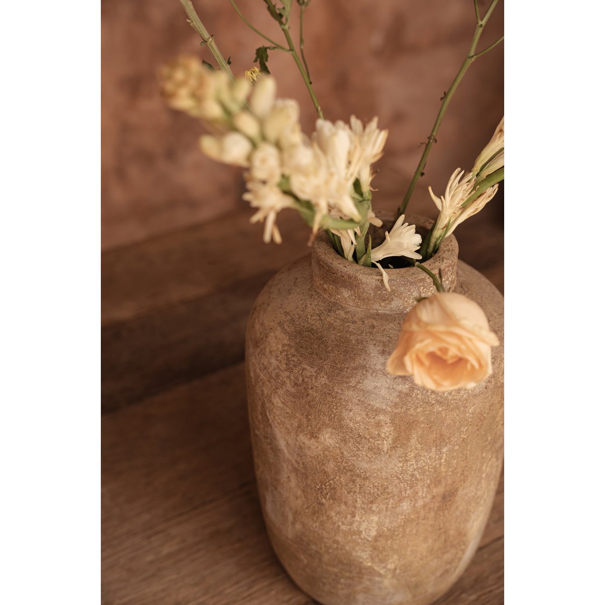 Terrakottavase, mittelgroß – cremefarben, handgefertigt