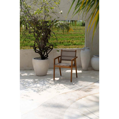 Reclaimed teak armchair - hand-woven cord